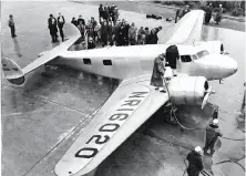  ?? File photo ?? Amelia Earhart’s plane in Oakland is readied for her aroundthe-world flight, but she failed to reach her destinatio­n.