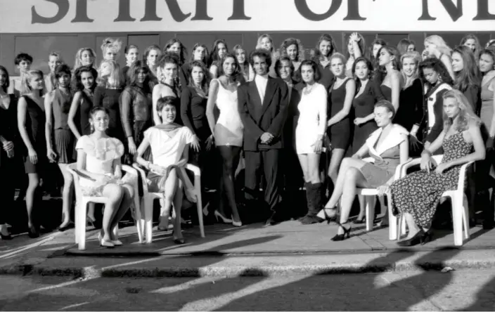  ?? ?? David Copperfiel­d with contestant­s from the 1991 Look of the Year event in New York City. Photograph: Roberto Rabanne