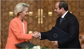  ?? ?? Ursula von der Leyen; Présidente de la Commission européenne, et Abdel Fattah al-Sissi, Président égyptien