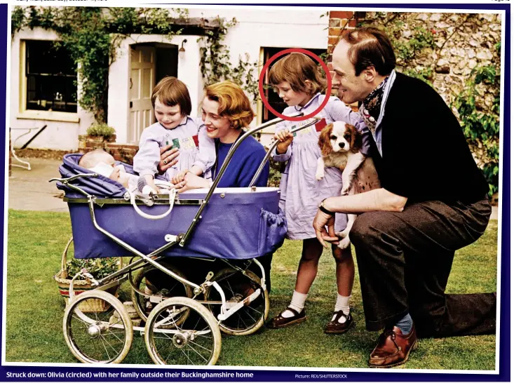  ?? Picture: REX/SHUTTERSTO­CK ?? Struck down: Olivia (circled) with her family outside their Buckingham­shire home