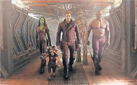  ?? FOTO: AP ?? Vereint gegen das Böse: Szene aus James Gunns Marvel-Folgeverfi­lmung „Guardians of the Galaxy“.