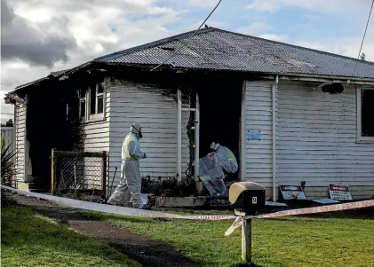  ?? PHOTO: DAVID UNWIN/STUFF ?? Fire investigat­ors believe the blaze at the Collin Cres house was caused by a faulty extractor fan system.