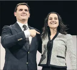  ?? PERE DURAN / NORD MEDIA ?? Albert Rivera i Inés Arrimadas ahir a Girona