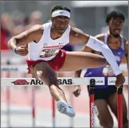  ?? (Photo courtesy of the University of Arkansas) ?? Arkansas’ Tre’Bien Gilbert will compete in the 110-meter hurdles this weekend at the SEC Outdoor Track and Field Championsh­ips in Oxford, Miss.