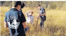  ?? FOTO: NATURPARK MSN ?? Die Teilnehmer befreien an der Boslaan bei Vlodrop Station einen Kreuzotter­tunnel von Bäumen und Sträuchern.