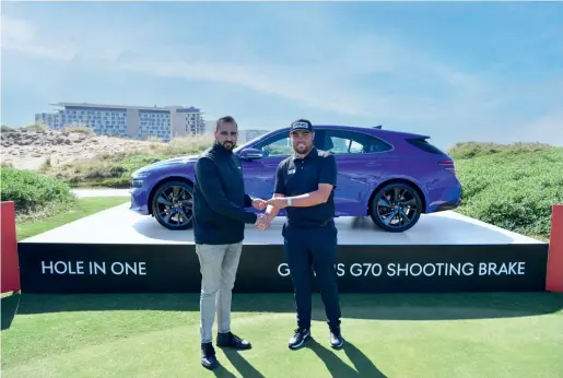  ?? — Twitter ?? Dan Bradbury’s hole-in-one in Abu Dhabi earned him a new Genesis G70 Shooting Brake 2.0 Sport, which comes with a hefty price tag of Dh180,000 in the UAE.