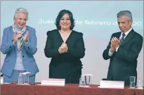  ??  ?? Olga Sánchez Cordero, titular de Segob, Irma Eréndira Sandoval y Roberto Salcedo, ambos de la SFP, ayer