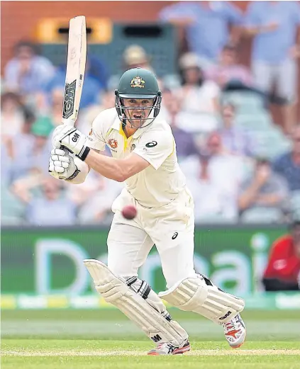  ??  ?? Australia batsman Travis Head plays a shot at the Adelaide Oval yesterday.