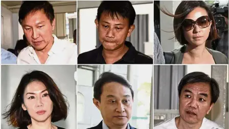  ?? — The Straits Times/Asia News Network ?? Convicted: The City Harvest six, (clockwise, from top left) Kong, Ye Peng, Wee, Lam, Chew and Sharon, were convicted of misusing millions in church funds.