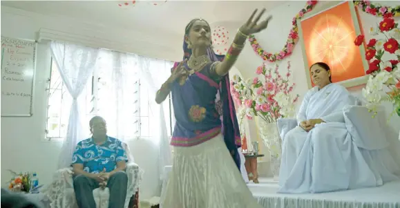  ?? Photo: Jone Luvenitoga ?? A dancer performs the welcome dance for guests at the Ram Naumi gathering at the Fiji Brahma Kumari Raj Yog Meditation Centre yesterday.