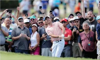  ??  ?? Rory McIlroy plays a shot on the 16th during his third round at the Arnold Palmer Invitation­al in Orlando, the day after his return visit to Disney World. Photograph: David Cannon/Getty Images