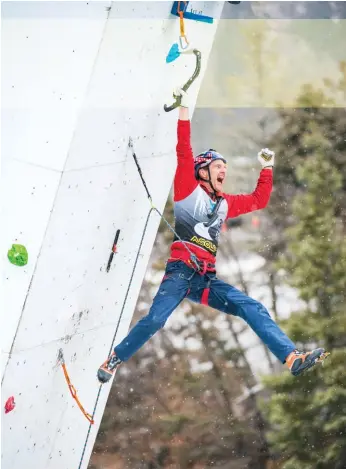  ??  ?? Opposite and left: Will Gadd competing at Ouray