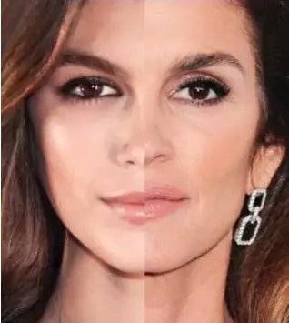  ??  ?? Model looks: Cindy Crawford, 54 (right), was followed on the catwalk by Kaia, 18