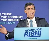  ?? ?? Rishi Sunak is the frontrunne­r to be PM