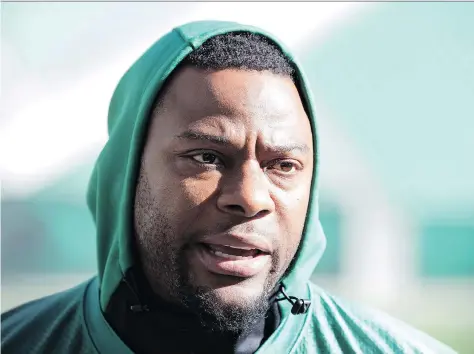  ?? TROY FLEECE ?? Saskatchew­an Roughrider­s defensive lineman Charleston Hughes is due in provincial court on Oct. 31 on two charges.