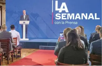  ?? F. EXTERNA ?? El presidente Luis Abinader, durante LA Semanal con la Prensa.
