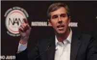  ?? (Shannon Stapleton/Reuters) ?? US 2020 Democratic presidenti­al candidate Beto O’Rourke speaks at a convention in New York last week.