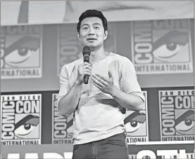  ?? Alberto e. rodriguez/getty Images for disney/tns ?? Simu Liu of Marvel Studios’ “Shang-Chi and the Legend of the Ten Rings” at the San Diego Comic-Con Internatio­nal 2019 Marvel Studios Panel in Hall H in San Diego.