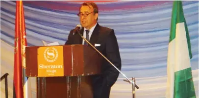  ??  ?? Ambassador of the Republic of Serbia to Nigeria, Mr. Rifat Rondic, delivering his speech at the 210th anniversar­y of Serbia in Abuja on Monday night.
