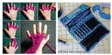  ??  ?? 1. L’un des ateliers consistera à tricoter une écharpe avec ses doigts, selon une technique précise. 2. Une autre animation apprendra aux jeunes à créer un portefeuil­le.