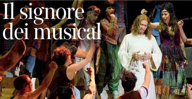  ??  ?? Icona Ted Neeley, 74 anni, nel «Jesus Christ Superstar» con la regia di Massimo Romeo Piparo. Il musical sarà domani all’arena Verona e il 18 a Macerata.Il 6 ottobre parte il tour che nel 2019 approderà in Europa