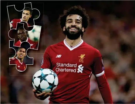  ?? Bild: PHIL NOBLE ?? OFFENSIVT STARKT. Mohamed Salah var sista offensiva pusselbite­n i Liverpools bygge där Philippe Coutinho, Saido Mané och Roberto Firmino redan fanns. De fyra, ”Fab Four”, har gjort Liverpool till ett av Europas vassaste lag offenssivt.