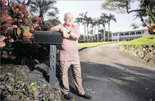  ?? MATIAS J. OCNER mocner@miamiheral­d.com ?? Attorney A.J. Barranco outside his South Bayshore Drive home in Coconut Grove, built on one of Miami-Dade’s highest pieces of ground.