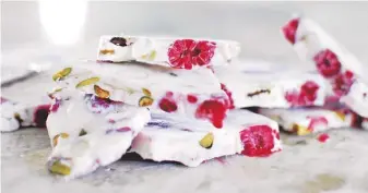  ??  ?? Raspberry Greek Yogurt Bark.