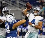  ?? RON JENKINS / AP ?? Dak Prescott completed 7 of 8 passes for 108 yards as the Cowboys beat the Colts 24-19 on Saturday night in Arlington.