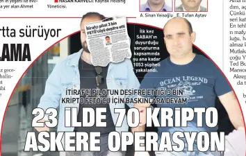  ??  ?? Türkiye Okullar ve Dershanele­r Sorumlusu. YILMAZ YİĞİT: Gülen’in yeğeni ile evliFETÖ’nün beyin takımında yer alan Ahmet HASAN KAHVECİ: İlk kez SABAH’ın duyurduğu soruşturma kapsamında şu ana kadar 1053 şüpheli yakalandı.