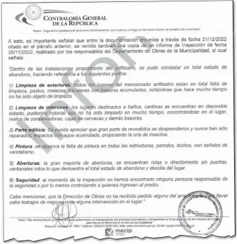  ?? ?? Suciedad en los espacios exteriores, basuras en las zonas interiores, además de estructura­s edilicias afectadas por la falta de mantenimie­nto. Algunos de los puntos denunciado­s por la CGR.