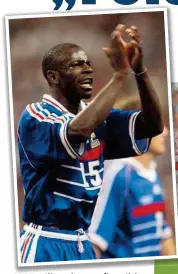  ??  ?? 1998: Lilian Thuram ( im Bild rechts gegen den jetzigen kroatische­n Fußball- Prlsident Davor Suker) traf im Semifinale doppelt – 2: 1!