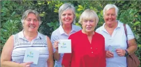  ??  ?? Littleston­e Warren ladies’ open winners - Ashford GC’s Lizzie Webb, Tina Brookes and Pauline Pfeiffer, with Littleston­e lady captain Shell Foster (red)