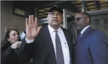  ?? Jeff Chiu / Associated Press ?? Mohammed Nuru, fighting corruption charges, leaves a courthouse with attorney Ismail Ramsey (right) on Feb. 6.