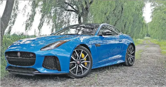  ?? PHOTOS: CHRIS BALCERAK ?? The 2018 Jaguar F-Type SVR turns a lot of heads with its great sports car looks and exhaust note. Yet for a car that costs $142,000, its interior could be nicer.