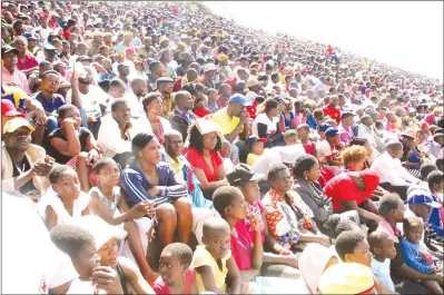  ??  ?? Part of the thousands of people who turned up for Heroes Day celebratio­ns that were presided over by President Mugabe at the National Heroes Acre in Harare yesterday