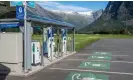  ?? Photograph: Andreas Werth/Alamy ?? A charging station for electric cars in Norway, where EVs make up 90% of the market.