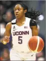  ?? Maddie Meyer / Getty Images ?? UConn’s Crystal Dangerfiel­d dribbles agaist the USA Women’s National Team on Jan. 27 in Hartford.