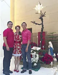  ??  ?? Benny, Michelle and Vincent lift up their grateful hearts to God in the Assumption Convent chapel in San Lorenzo, Michelle’s alma mater.