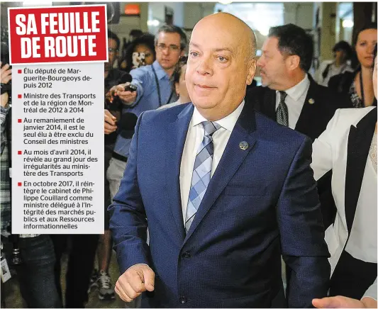  ?? PHOTO LE JOURNAL DE QUÉBEC, SIMON CLARK ?? À sa sortie du caucus où il a annoncé son retrait de la vie politique, hier, Robert Poëti a été intercepté par les journalist­es