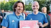  ??  ?? File photo of Alexei Smertin (left) with Fifa president Gianni Infantino