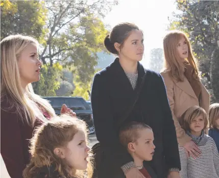 ??  ?? COMMUNITY DRAMA: Reese Witherspoo­n Shailene Woodley and Nicole Kidman as mums in Big Little Lies.
