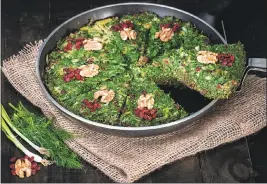  ?? PHOTO BY GETTY IMAGES ?? With its heady mixture of sauteed greens and herbs, this Persian frittata, known as kuku sabzi, makes a fantastic brunch entree.