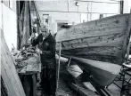  ??  ?? Lifelong boatbuilde­r Joe Gelsthorpe built 20 cobles by hand (and by eye) in Hornsea