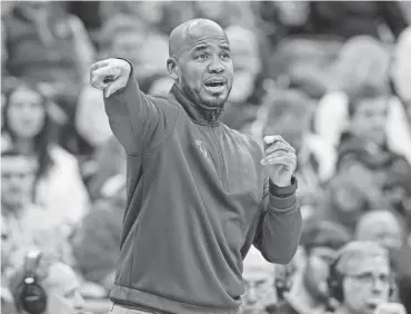  ?? VINCENT CARCHIETTA/USA TODAY SPORTS ?? Seton Hall head coach Shaheen Holloway points during a game against Marquette at Prudential Center.