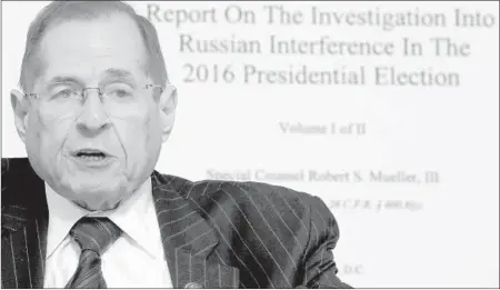  ?? CHIP SOMODEVILL­A/GETTY ?? Chairman Jerrold Nadler has said the panel is preparing a lawsuit to challenge the efforts to block testimony regarding the Mueller report.