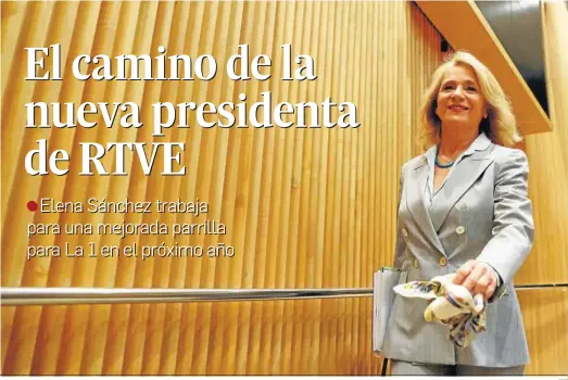  ?? EFE ?? La presidenta interina de RTVE, Elena Sánchez Caballero, en los pasillos del Congreso en esta semana.