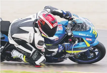  ??  ?? CHASER. Adolf Boshoff (Uncle Andy Suzuki GSXR600) could take podium places in the Super600 races.