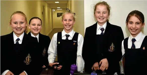  ?? PHOTOS: BEV LACEY ?? TALENTED PERFORMERS: Fresh from performing in the 72nd City of Toowoomba Eisteddfod are The Glennie School students (from left) Felicity Russell, Claire Doyle, Ruby Leicht, Lillienne Townsend and Lily Handside.