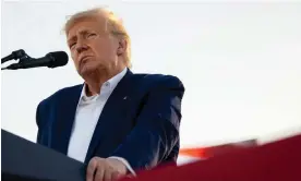  ?? ?? Donald Trump speaks in Waco, Texas, last month. Photograph: Brandon Bell/Getty